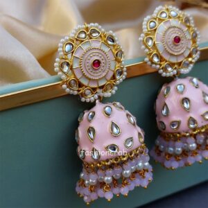 Baby Pink Jhumka for Lehenga