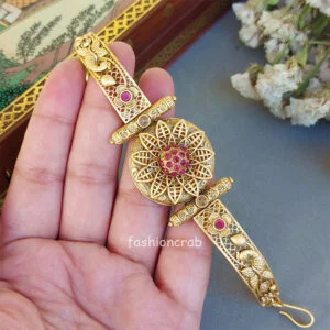 Designer Golden Bracelet for Wife - Pink