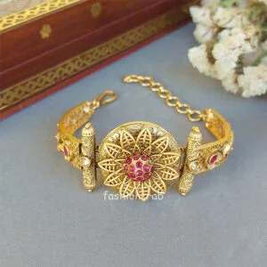 Designer Golden Bracelet for Wife - Pink