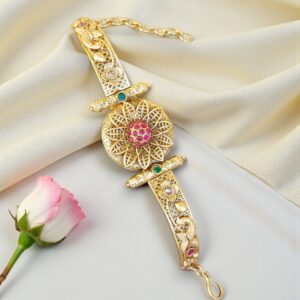 Designer Golden Bracelet for Wife - Pink