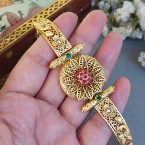 Designer Golden Bracelet for Wife - Pink