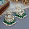 Green Kundan Earrings for Party