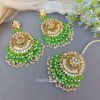 Green Mirror Earrings with Tikka