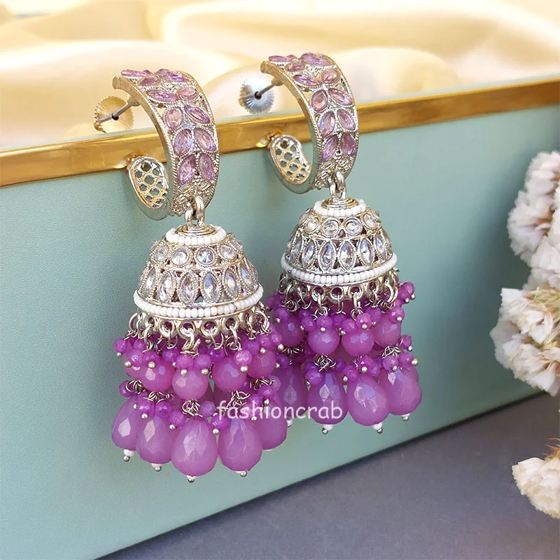 Lavender Stone Jhumka