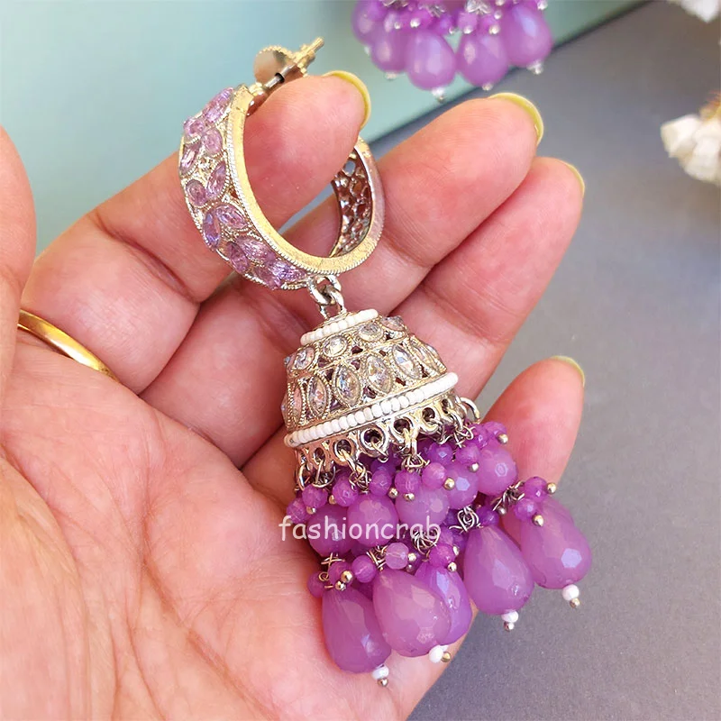 Lavender Stone Jhumka