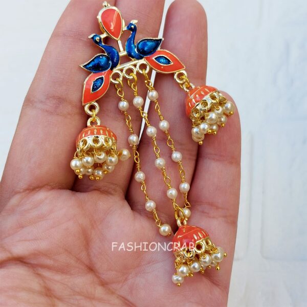Orange Color Peacock Jhumka