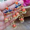 Orange Color Peacock Jhumka-03 Orange Color Peacock Jhumka
