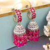 Rani Pink Stone Jhumka-01 Rani Pink Stone Jhumka