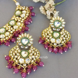 Statement Kundan Purple Necklace Set for Shaadi