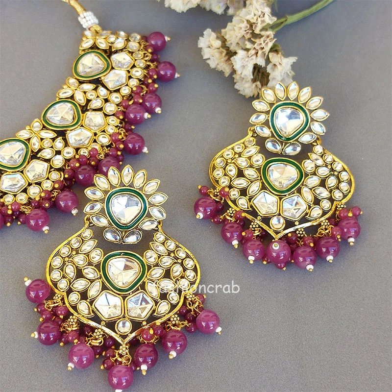 Statement Kundan Purple Necklace Set for Shaadi