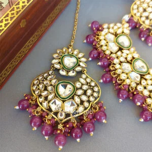 Statement Kundan Purple Necklace Set for Shaadi