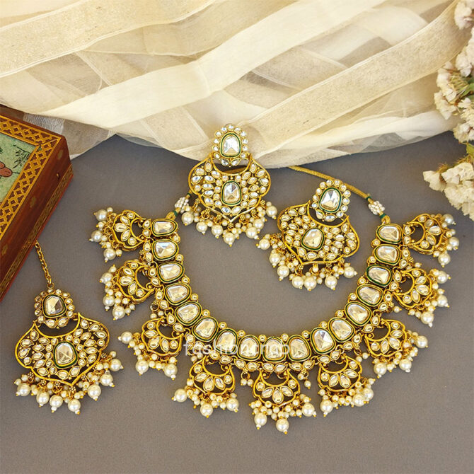 Traditional White Kundan Necklace