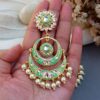 Niharika Chandbali Earrings - Light Green-01 Niharika Chandbali Earrings - Light Green