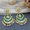 Niharika Chandbali Earrings - Light Green