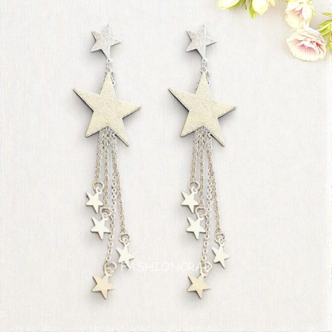 Silver Color Star Earrings