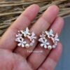 Stud Earrings - White Pink