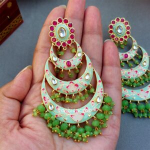 Alia Chandbali Earrings - Green