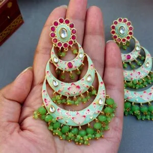 Alia Chandbali Earrings - Green