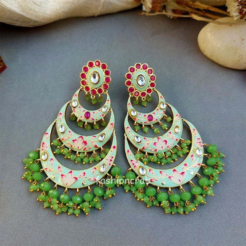 Alia Chandbali Earrings - Green