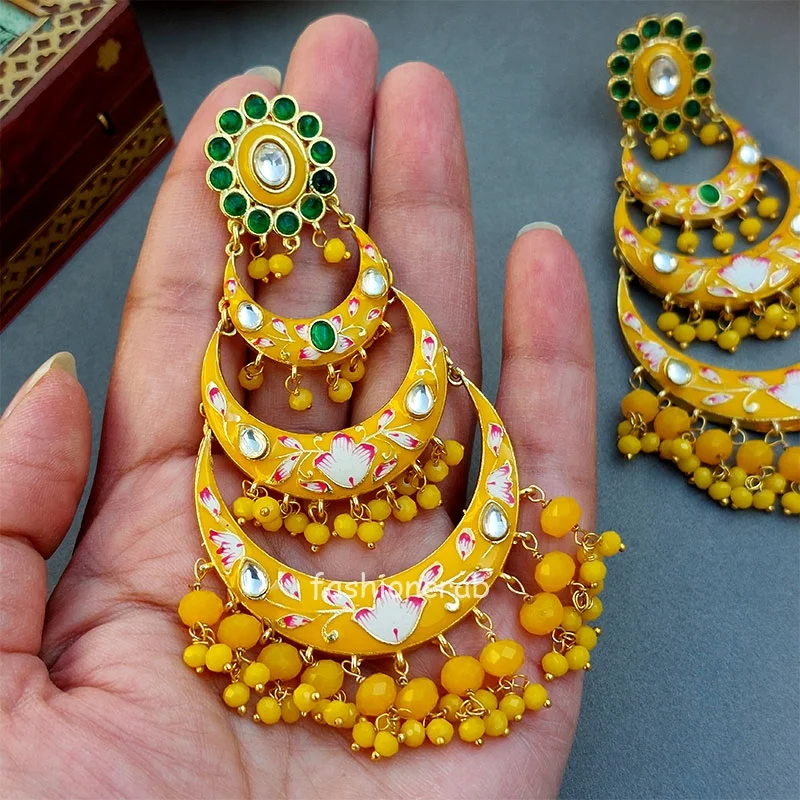 Alia Chandbali Earrings - Yellow