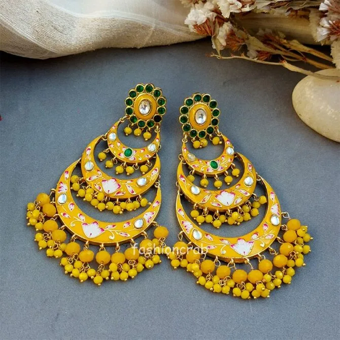 Alia Chandbali Earrings - Yellow Alia Chandbali Earrings - Yellow