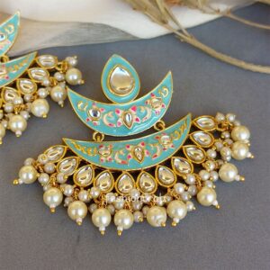 Bollywood Inspired Meenakari Earrings - Blue