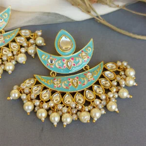 Bollywood Inspired Meenakari Earrings - Blue