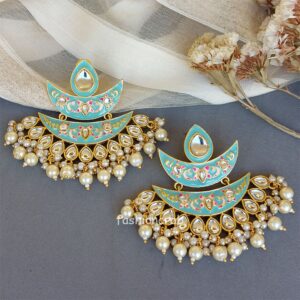 Bollywood Inspired Meenakari Earrings - Blue