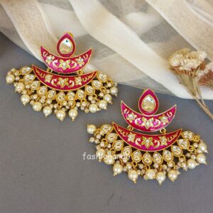 Bollywood Inspired Meenakari Earrings - Purple