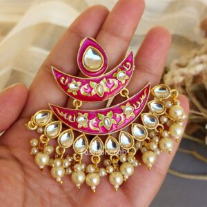 Bollywood Inspired Meenakari Earrings - Purple