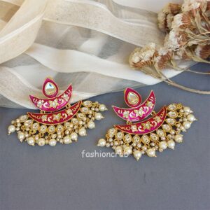 Bollywood Inspired Meenakari Earrings - Purple