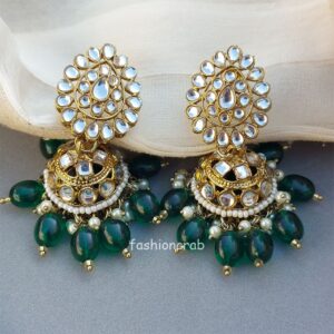 Green Color Bridal Kundan Jewellery Set