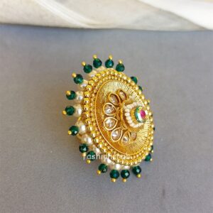 Green Pearl Adjustable Artificial Ring for Women