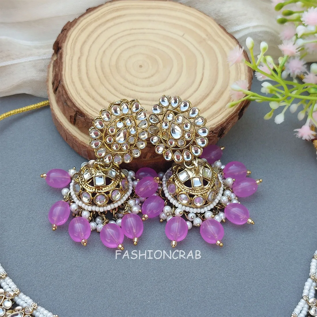 Lavender Color Bridal Kundan Jewellery Set