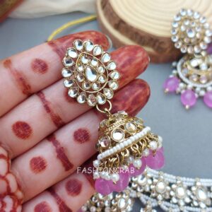 Lavender Color Bridal Kundan Jewellery Set