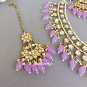 Light Purple Pearl Kundan Set for Saree