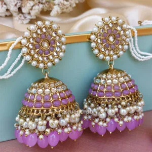 Light Purple Traditional Jhumka Earrings for Girls