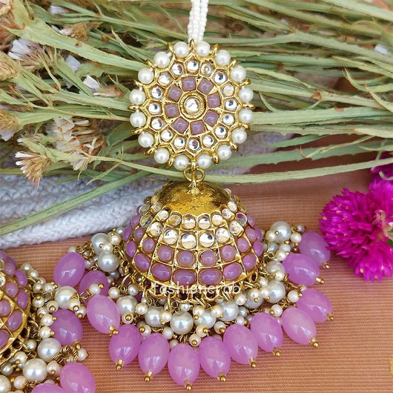 Light Purple Traditional Jhumka Earrings for Girls