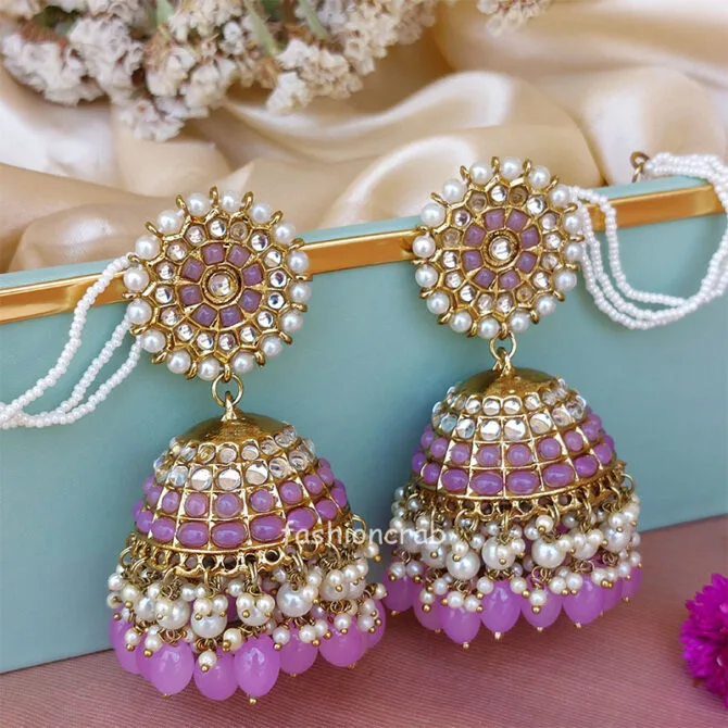 Light Purple Traditional Jhumka Earrings for Girls Light Purple Traditional Jhumka Earrings for Girls