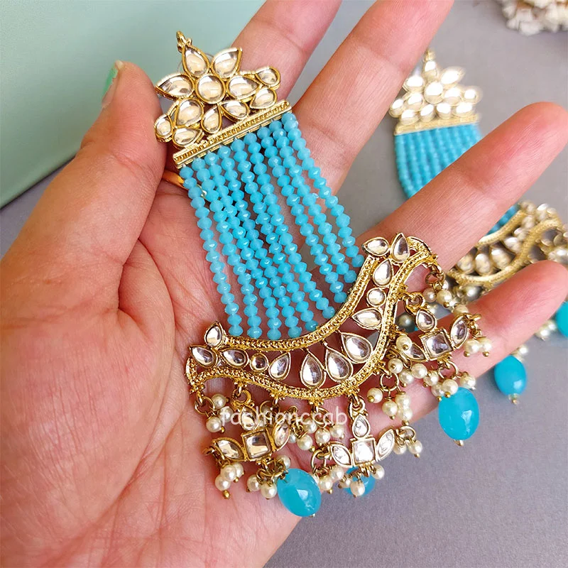 Lightweight Kundan Earrings - Blue