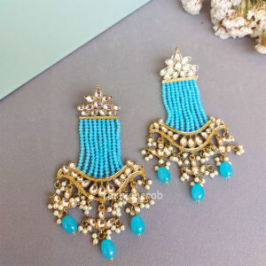 Lightweight Kundan Earrings - Blue