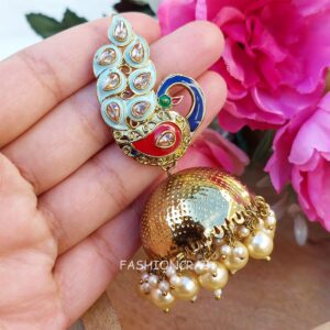 Peacock Jhumka Earrings - Blue