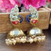 Peacock Jhumka Earrings - Blue