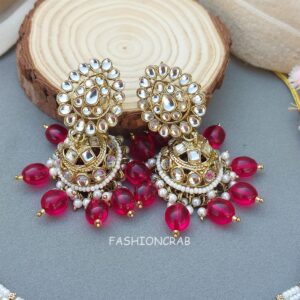 Pink Color Bridal Kundan Jewellery Set