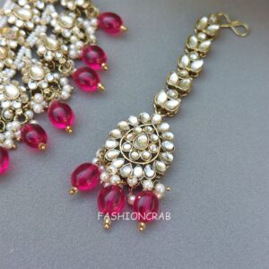 Pink Color Bridal Kundan Jewellery Set