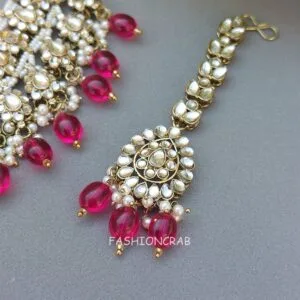 Pink Color Bridal Kundan Jewellery Set