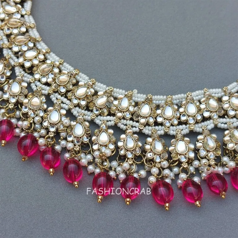 Pink Color Bridal Kundan Jewellery Set