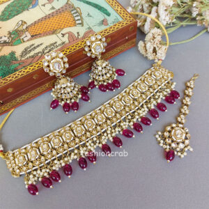 Pink Color Kundan Jewellery Set for Lehenga
