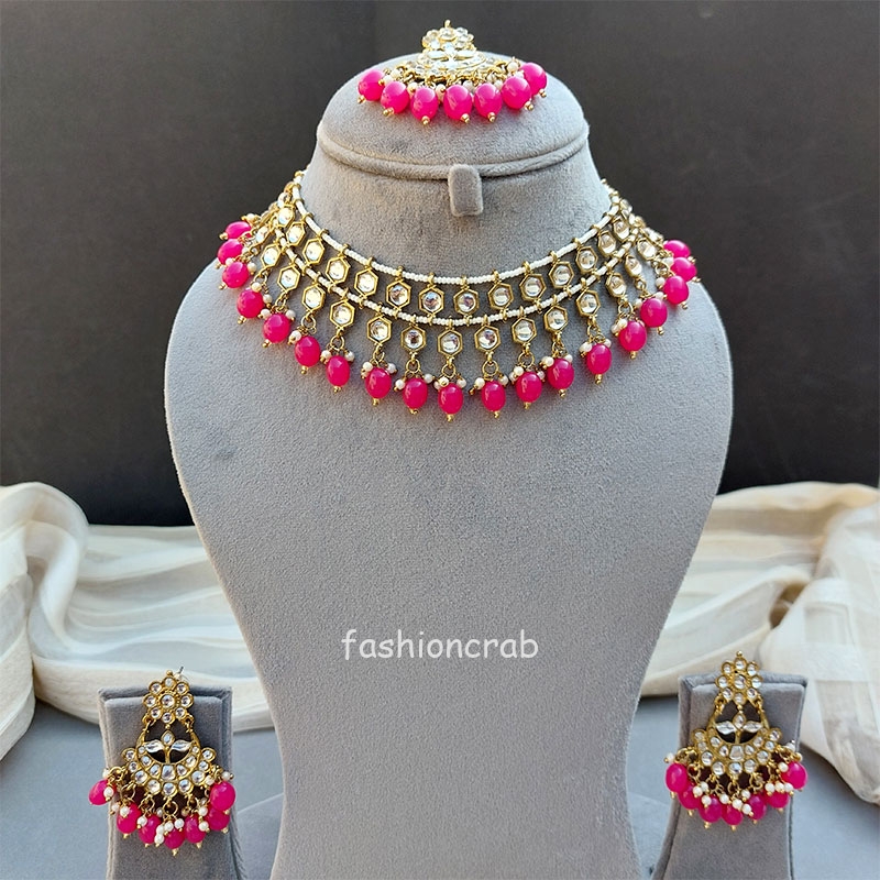 Pink Pearl Kundan Set for Anniversary Gift
