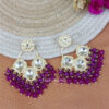 Royal Purple Pearl Kundan Chandbali Earrings